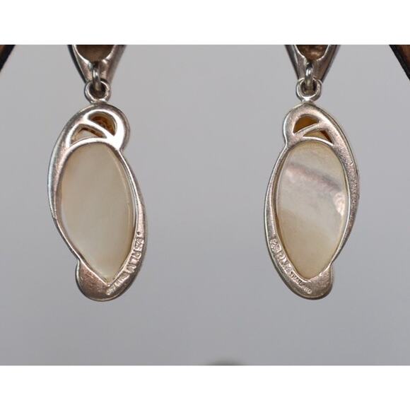 RLM Sterling Silver Mother Of Pearl Dangle Earrings 10.91G / 1.4in - Picture 3 of 4